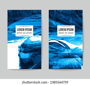 Set of vector business card templates with brush stroke background.