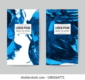 Set of vector business card templates with brush stroke background.
