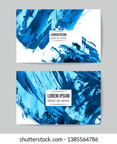 Set of vector business card templates with brush stroke background.