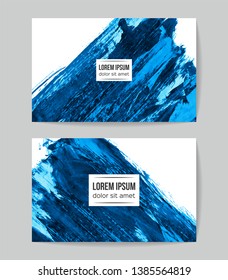 Set of vector business card templates with brush stroke background.