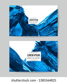 Set of vector business card templates with brush stroke background.