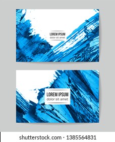 Set of vector business card templates with brush stroke background.