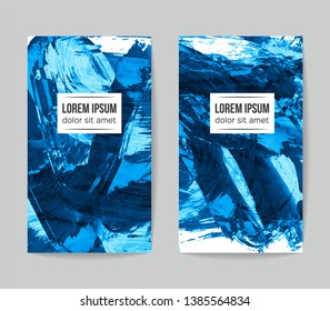 Set of vector business card templates with brush stroke background.