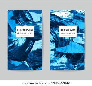 Set of vector business card templates with brush stroke background.