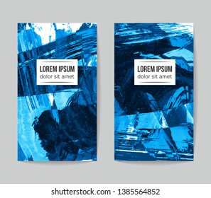 Set of vector business card templates with brush stroke background.