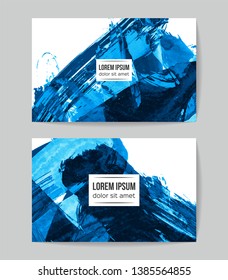 Set of vector business card templates with brush stroke background.