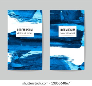 Set of vector business card templates with brush stroke background.