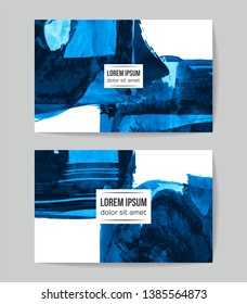 Set of vector business card templates with brush stroke background.