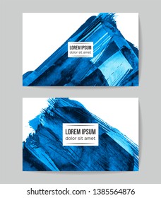 Set of vector business card templates with brush stroke background.