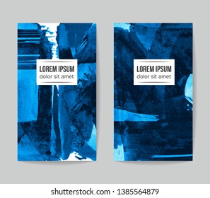 Set of vector business card templates with brush stroke background.