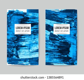 Set of vector business card templates with brush stroke background.