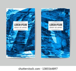 Set of vector business card templates with brush stroke background.
