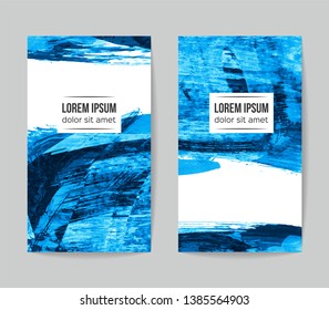 Set of vector business card templates with brush stroke background.