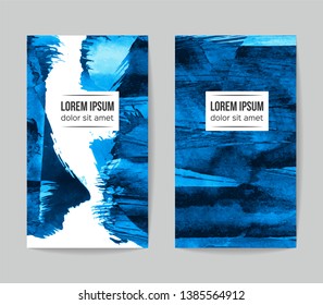 Set of vector business card templates with brush stroke background.