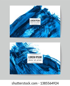 Set of vector business card templates with brush stroke background.