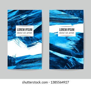 Set of vector business card templates with brush stroke background.
