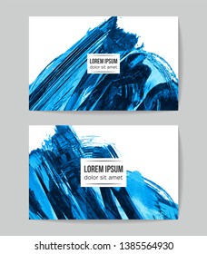 Set of vector business card templates with brush stroke background.