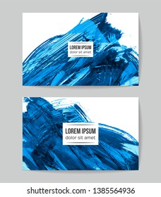 Set of vector business card templates with brush stroke background.