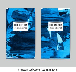 Set of vector business card templates with brush stroke background.