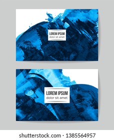 Set of vector business card templates with brush stroke background.