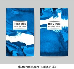 Set of vector business card templates with brush stroke background.