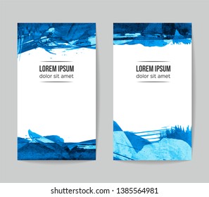 Set of vector business card templates with brush stroke background.