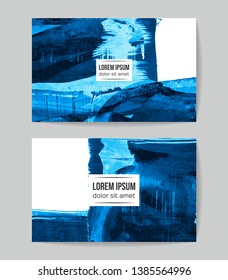 Set of vector business card templates with brush stroke background.