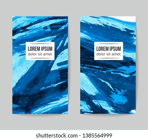 Set of vector business card templates with brush stroke background.