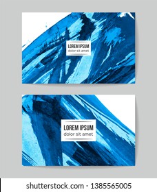 Set of vector business card templates with brush stroke background.