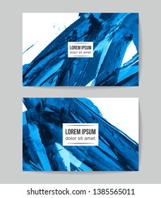 Set of vector business card templates with brush stroke background.