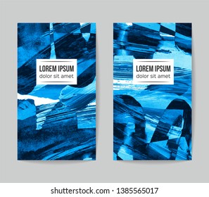 Set of vector business card templates with brush stroke background.