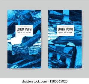 Set of vector business card templates with brush stroke background.