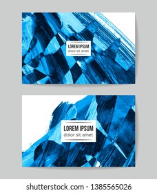 Set of vector business card templates with brush stroke background.