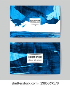Set of vector business card templates with brush stroke background.
