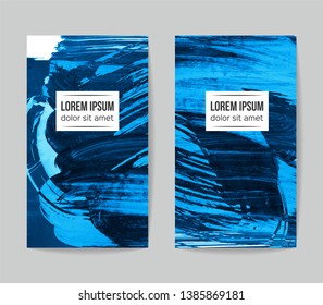 Set of vector business card templates with brush stroke background.