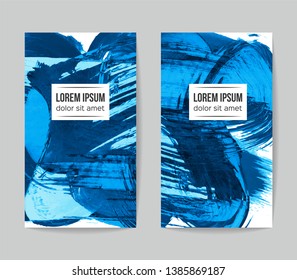 Set of vector business card templates with brush stroke background.