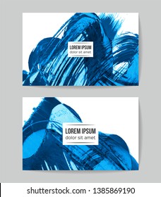 Set of vector business card templates with brush stroke background.
