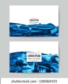 Set of vector business card templates with brush stroke background.