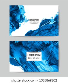 Set of vector business card templates with brush stroke background.
