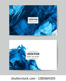 Set of vector business card templates with brush stroke background.