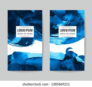 Set of vector business card templates with brush stroke background.