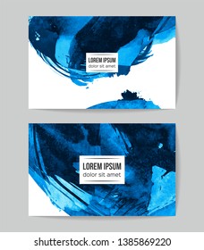 Set of vector business card templates with brush stroke background.