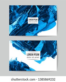 Set of vector business card templates with brush stroke background.