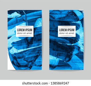 Set of vector business card templates with brush stroke background.