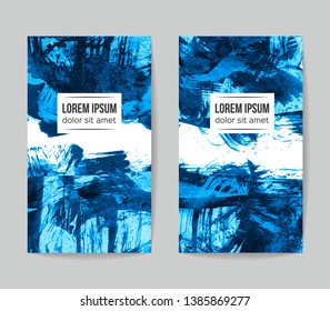Set of vector business card templates with brush stroke background.