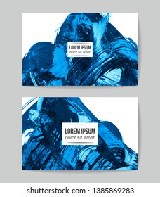 Set of vector business card templates with brush stroke background.