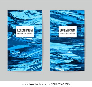 Set of vector business card templates with brush stroke background.