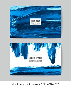 Set of vector business card templates with brush stroke background.