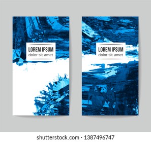 Set of vector business card templates with brush stroke background.