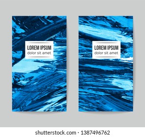 Set of vector business card templates with brush stroke background.